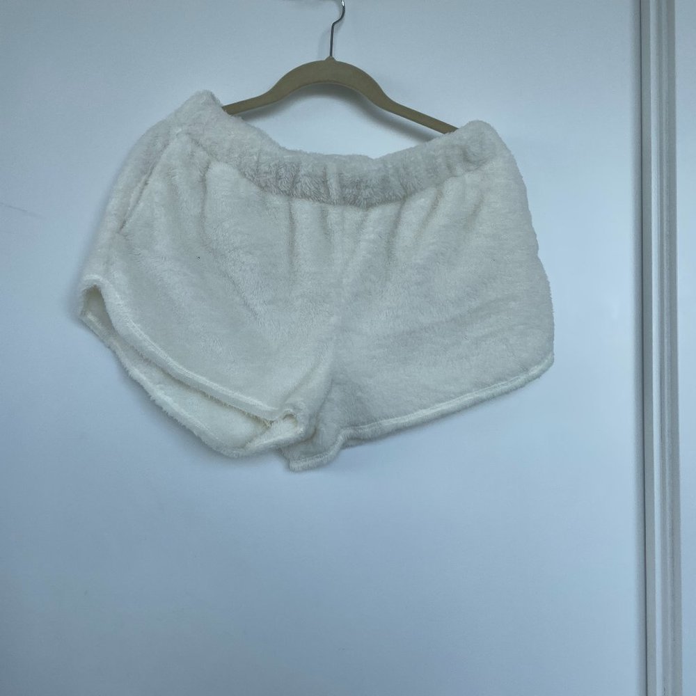 Fuzzy White PJ Shorts